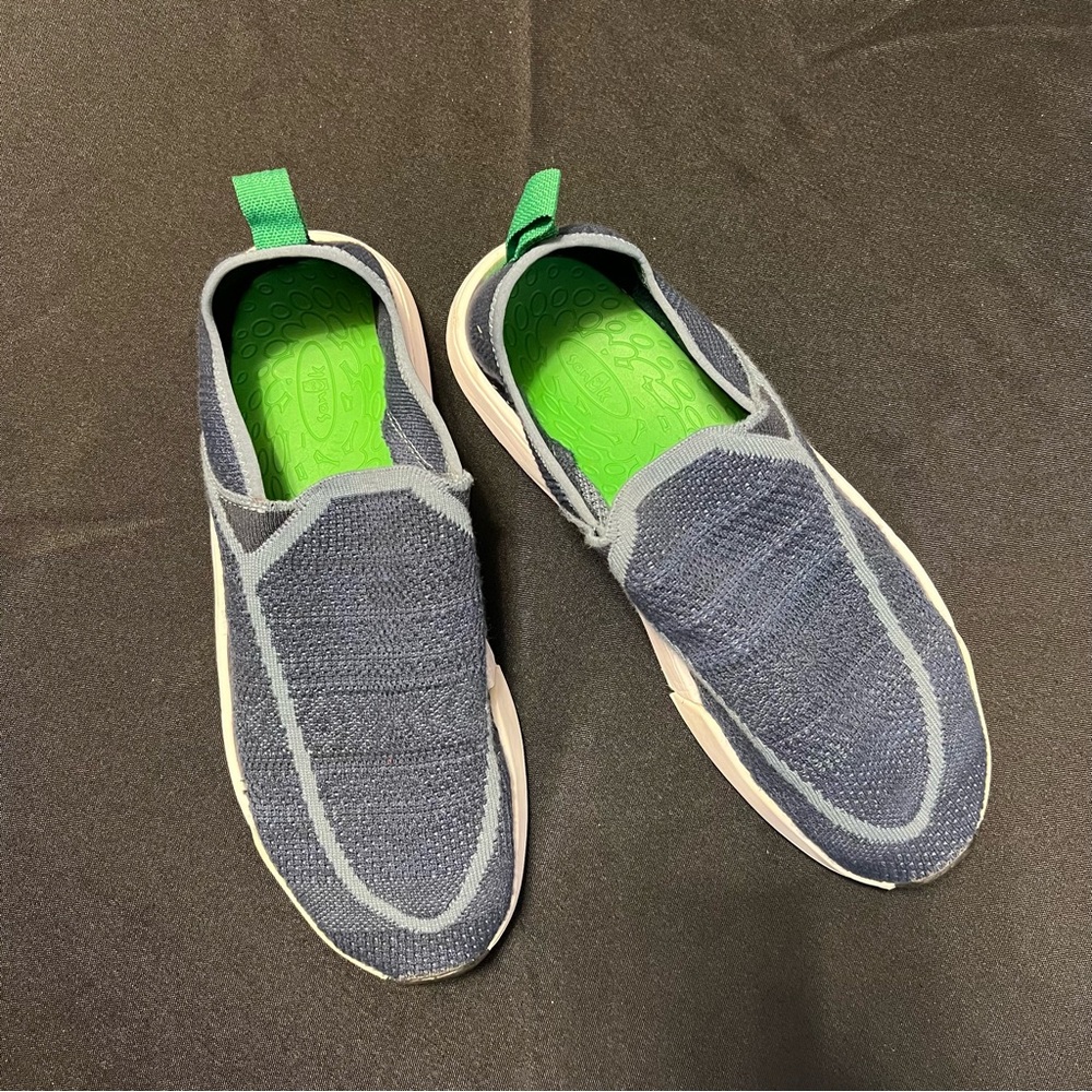 Sanuk Blue and Green Slip-On Sneakers with Stretchy Fit - Picture 6 of 7